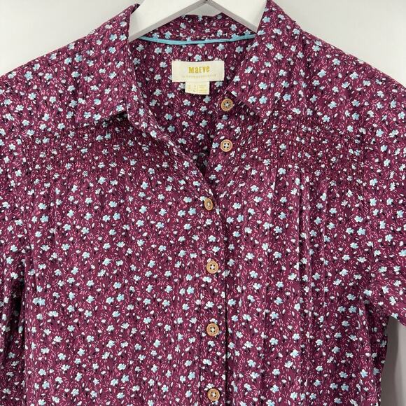 Anthropologie Maeve‎ Calico Ditzy Floral Purple Button Down Shirt Blouse Size 4 - Picture 4 of 10